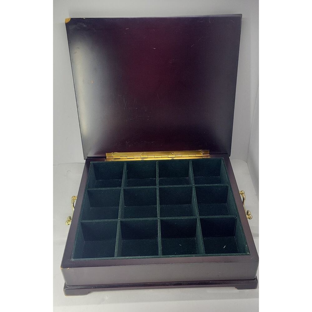 Bombay Company Wooden Tea Chest Box 12 Compartment Velvet Lined Storage 1999 - Picture 2 of 9